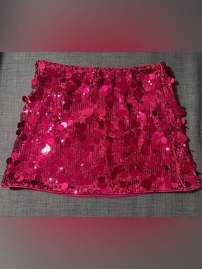 Cider Hot Pink Sequin Mini Skirt